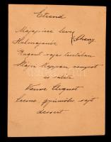 1905 Veresegyház, kézi készítésű alkalmi étrend, fényképpel