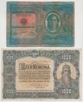 8db-os vegyes magyar korona bankjegy tétel, közte 1920. 1000K "Orell Füssli, Zürich" nyomd...