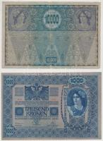 8db-os vegyes magyar korona bankjegy tétel, közte 1920. 1000K "Orell Füssli, Zürich" nyomd...