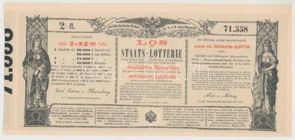 Ausztria / Bécs 1878. "Sorsjegy állam-sorsjátékra a közös hadsereg mozgósított tartalékosai s a...