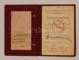 1947 a Magyar Orvosok Szabad Szakszervezete tagkönyve, fénykép nélkül