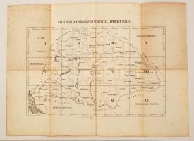 cca 1890 A magyar állam közigazgatási térképének lapmutató vázlata, lépték nélkül, vásznon, a hajtások mentén helyenként ragasztott, 44×60,5 cm