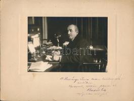 1929 Badál Ede főjegyző, I. kerületi elöljáró dedikált fényképe, Goszleth és fia hidegpecséttel jelzett felvétele, 11,5x16,5 cm, karton 21x28,5 cm