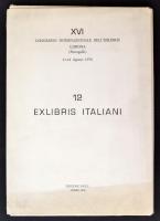 1976 Exlibris Italiani 12. XVI. Congresso Internazionale dell'Exlibris, Lisbona. Como, 1976, Edizione B.N.E.L.. 12db ex libris, metszet, egy része jelzett, eredeti mappában, 24x17cm / 1976 Exlibris Italiani 12. XVI. Congresso Inrenazionale dell'Exlibris, Lisbona. Como, 1976, Edizione B.N.E.L. catalogues, on the topic of bookplates