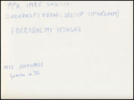 cca 1975 Forradalmi Ifjúság, Pék Imre feliratozott vintage fotóművészeti alkotása, 18x24 cm