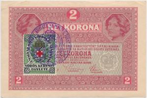 1917. 2K valószínűleg hamis A Magyar Szent Korona Országainak Vörös Kereszt Egylete bélyeggel és körbélyegzéssel (fake stamp and overprint) T:III
