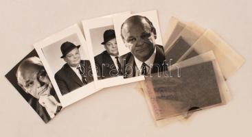 cca 1970 Kazal László (1911-1983) színész műtermi felvételei, 4 db professzinális minőségű, szabadon felhasználható, jogdíjmentes negatív (6x7 cm) és az ezekről készült 4 db kontakt pozitív nyerskép, 7x6 cm