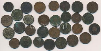 Vegyes: 1851-1886. 30db-os vegyes magyar és osztrák Cu krajcár tétel jobb darabokkal T:2-3