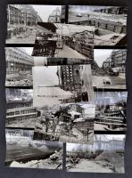 1975 Budapest, Felszabadulás tér és a Váci utca torkolata, aluljárók építése, 21 db vintage fotó