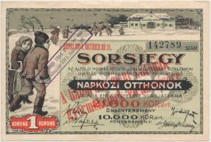1914. Sorsjegy Napközi otthonok javára sorsjegy 1K értékben, bélyegzéssel T:III