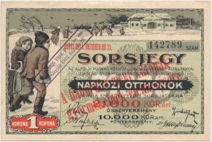 1914. "Sorsjegy Napközi otthonok javára" sorsjegy 1K értékben, bélyegzéssel T:III
