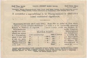 1914. "Sorsjegy Napközi otthonok javára" sorsjegy 1K értékben, bélyegzéssel T:III