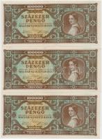 1945. 100.000P (5x) közeli sorszámok (3+2) T:II szép papír