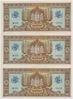 1945. 100.000P (5x) közeli sorszámok (3+2) T:II szép papír