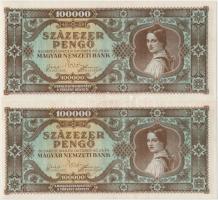 1945. 100.000P (5x) közeli sorszámok (3+2) T:II szép papír