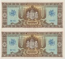 1945. 100.000P (5x) közeli sorszámok (3+2) T:II szép papír