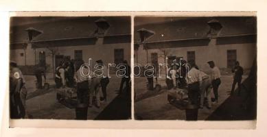 cca 1910 Katonai sztereó negatívok és diapozitívok, 11 db üveglemez, 6x13 cm