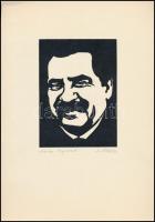 M. Kiss József (1935-1999): Móricz Zsigmond. Fametszet, papír, jelzett, 14×10 cm