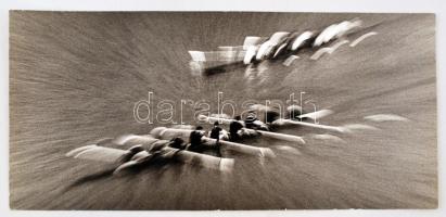 cca 1984 Kasza László: Hajrá, feliratozott vintage fotóművészeti alkotás, 18x39 cm