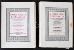 Monumenta literarum. A világirodalom kisebb remekművei legkiválóbb műfordítóink új fordításaiban. Szerk.: Király György. 1-2. sorozat. Bp. - [Gyoma], 1982, Magvető - [Kner]. Az 1921-1922. évi kiadás (Gyoma, Kner) hasonmás kiadása. Hiánytalan sorozat. Papírkötésben, papír védőborítóval (az egyik sérült), egyébként jó állapotban.