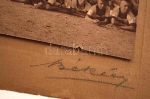 1925 Budapest, Újpest, Könyves Kálmán Reálgimnázium tornász csapata, Békésy aláírt vintage csoportké...