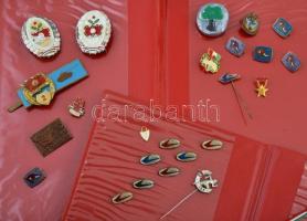 23db-os vegyes magyar jelvény és kitűző tétel, főleg a szocialista időszakból, közte DN "A 10 é...