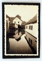 cca 1930 Pápa, utcarészlet, fotó, kartonra ragasztva, 9,5×6,5 cm