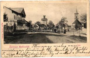 Bethlen, Beclean; főtér, templom / main square, church