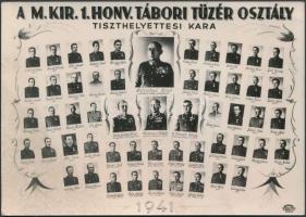 1941 A M. kir. honv.tábori tüzér osztály tiszthelyettesi kara, kistabló, 10,5x15 cm