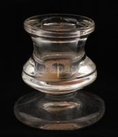Dekoratív üveg gyertyatartó, jelzés nélkül, apró kopásnyomokkal, m: 6 cm
