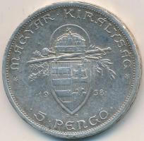 1938. 5P Ag "Szent István" T:2- ph. Adamo P8.1