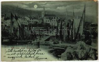1899 Lovran, Lovrana; port, ships (EK)