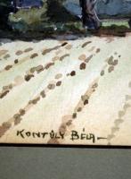 Kontuly jelzéssel: Templom rom. Akvarell, papír, üvegezett keretben, 26×38 cm