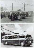 cca 1950 Budapesti trolibuszok, 2 db fotó, utólagos nagyítások, 10x15 cm