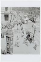 cca 1950-1960 Budapest, Villamos és autóbusz közlekedés a Blaha Lujza téren, utólagos nagyítás, 15x10 cm