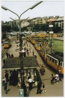 cca 1970 Villamosok a Moszkva téren, utólagos előhívás, 15x10 cm