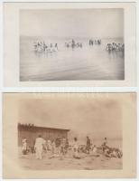 cca 1920-1930 Balatonlellei fürdőzők, 2 db fotólap, 9x12 cm