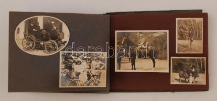 cca 1930-1940 Családi fotóalbum 21 db vegyes méretű képpel, 4x4 és 7x10 cm közötti méretekben