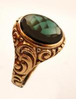 Arany (Au.) 9K gyűrű turmalin berakással, jelzett, saját díszdobozában (Uhrenhaus Weirich, Eisenach)...