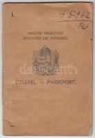 1924 Bp., A Magyar Királyság által kiadott, házaspár számára kiállított fényképes útlevél