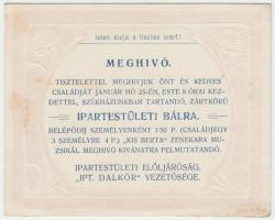 cca 1930 Meghívó az ipartestületi bálra, szecessziós díszítéssel