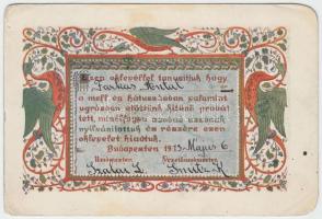 1913 Bp., Úszó- és műugró próba teljesítését igazoló oklevél, 9x14 cm