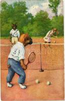 Dogs playing tennis, O.G.Z.L. 329-1641.