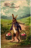 Easter, rabbit, Emb. litho (fl)