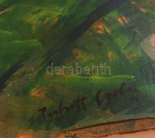 Perlrott jelzéssel: Vörös háztetők. Olaj, vászon, 50×50 cm