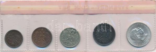 Ausztria 1909-1918. 1h-20h (4xklf) + 1916. 1K Ag "Ferenc József" fóliás szettben T:1-,2
A...