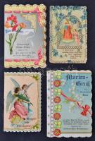 cca 1920 Díszes, kinyithatós, litho szentképek, 4db, különböző méretben és minőségben, 10x6cm