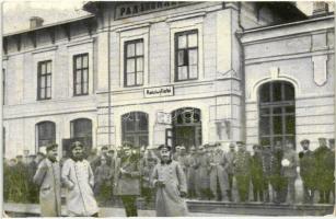 Radviliskis, Radziwiliszki; Railway station with WWI German soldiers (EK)