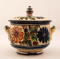 Korondi mázas kerámiák: tál fedővel, dísztányér és hamutál,  3db, (2db jelzett, Tófalvi Lajos, Páll ...