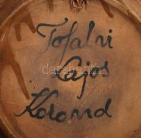 Korondi mázas kerámiák: tál fedővel, dísztányér és hamutál,  3db, (2db jelzett, Tófalvi Lajos, Páll ...